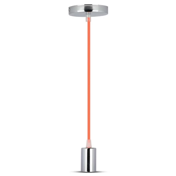 Chrome Metal Cup Pendant Light Orange