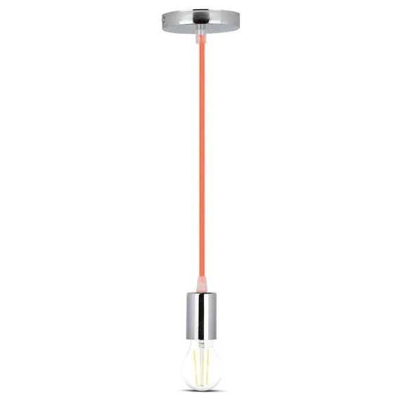 Chrome Metal Cup Pendant Light Orange