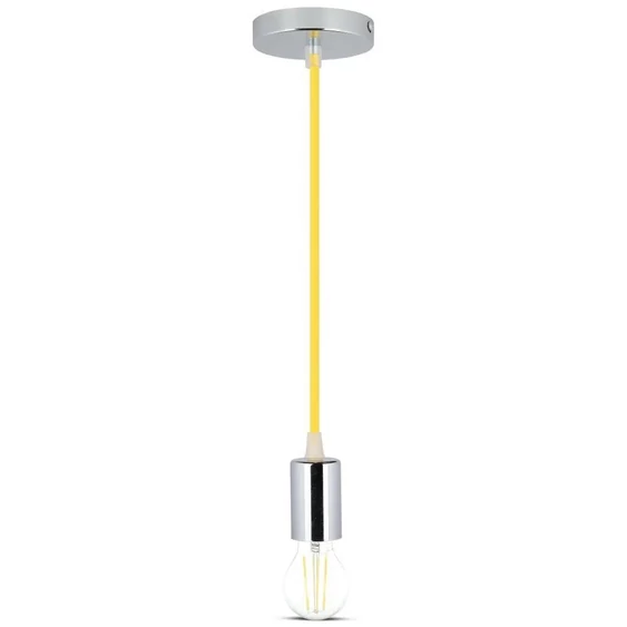 Chrome Metal Cup Pendant Light Yellow