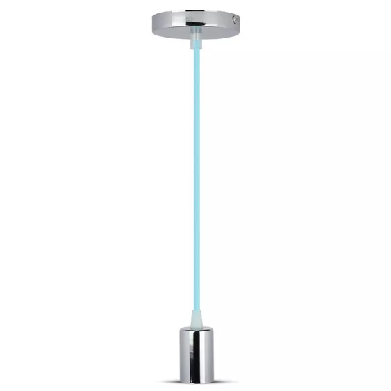 Chrome Metal Cup Pendant Light Blue