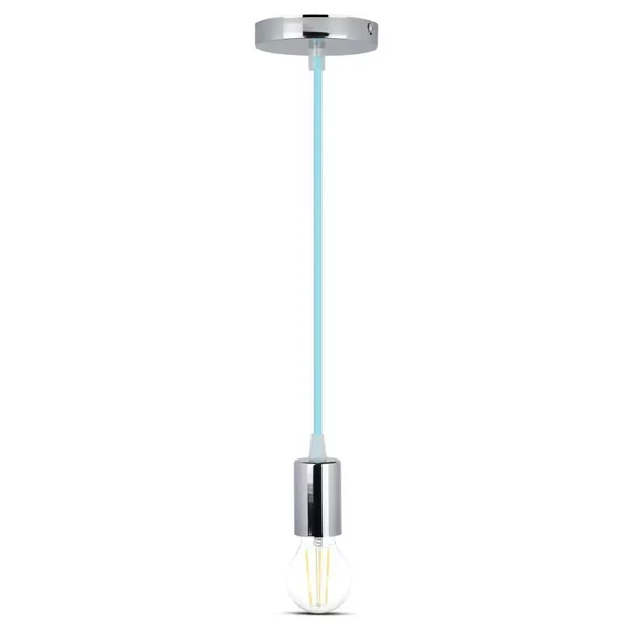 Chrome Metal Cup Pendant Light Blue