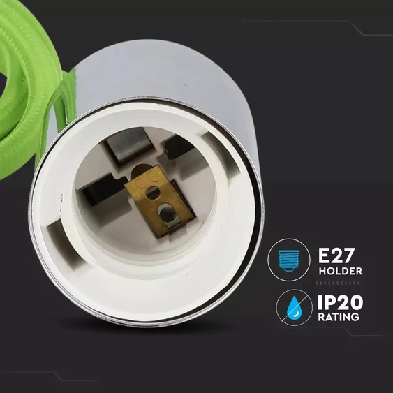 Chrome Metal Cup Pendant Light Green