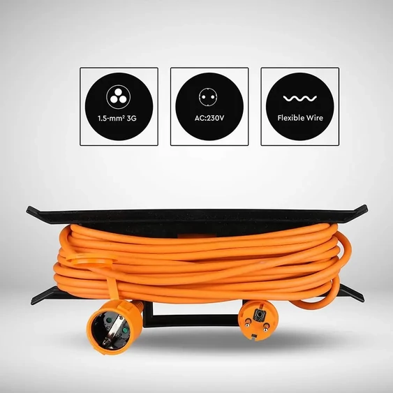 Extension Cord 3G 1.5MM*15M 1 Way 16A IP44 Orange&Black