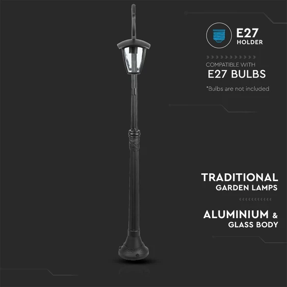 Pole Lamp 2XE27 1410mm IP44 Black