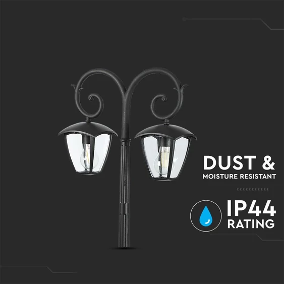 Pole Lamp 2XE27 1410mm IP44 Black