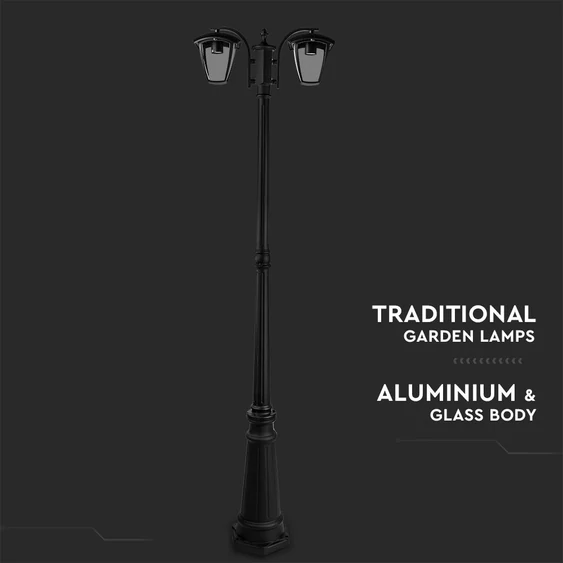 Pole Lamp 2XE27 1990mm IP44 Black