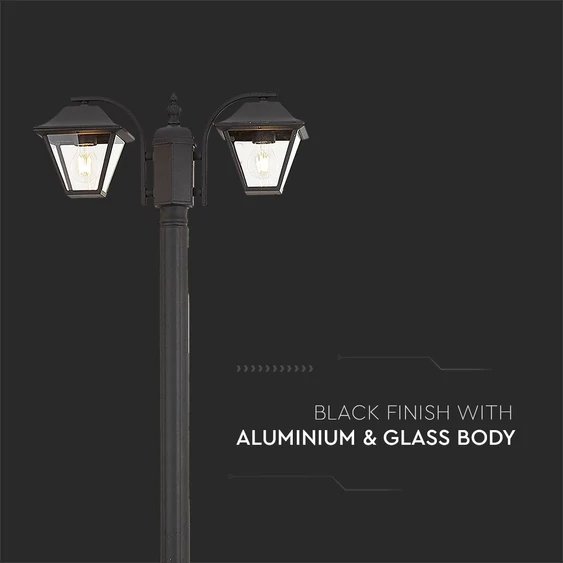 Pole Lamp 2XE27 2280mm IP44 Black