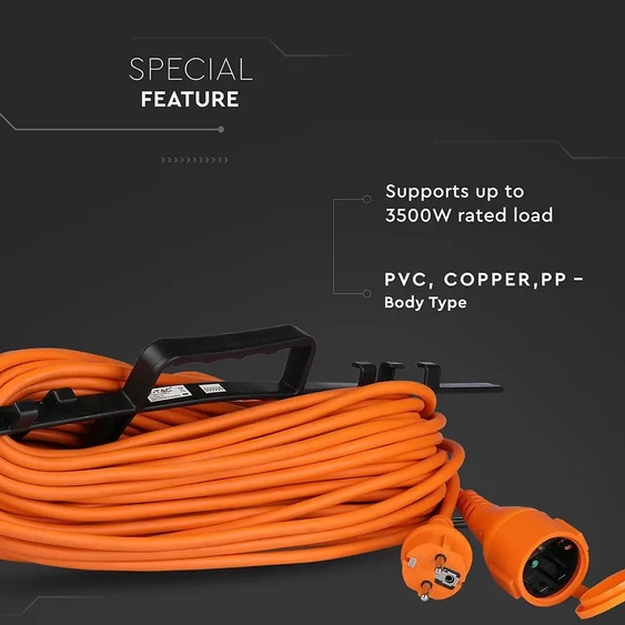 Extension Cord 3G 1.5MM*30M 1 Way 16A IP44 Orange&Black