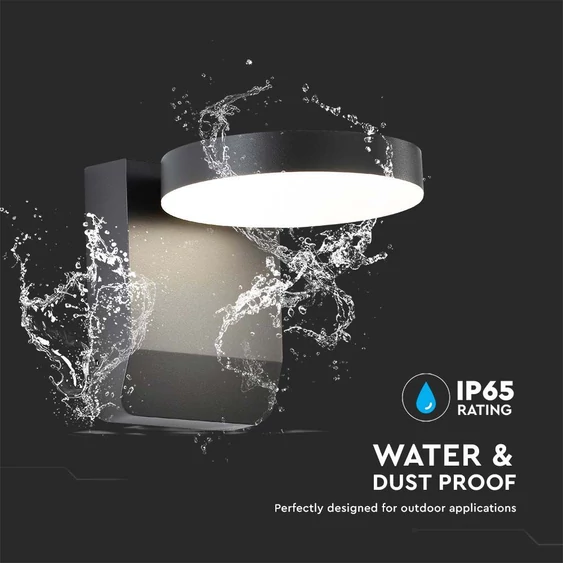 V-TAC kültéri 17W LED lámpa, kerek forgatható fejjel, fekete házzal, meleg fehér - SKU 2952