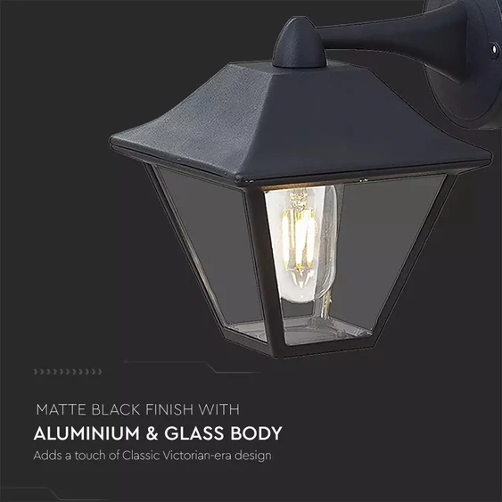 Wall Lamp E27 Matt Balck Clear Glass