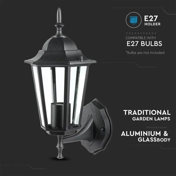 Wall Lamp E27 Matt Black Up