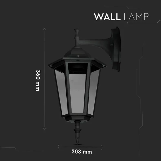 Wall Lamp E27 Matt Black Down