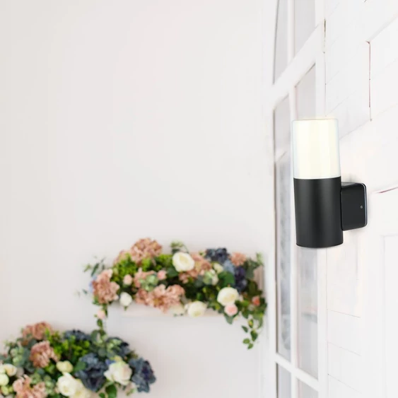 GU10 Garden Wall Lamp Aluminum Body Cylinder Black 121x80x250mm IP54