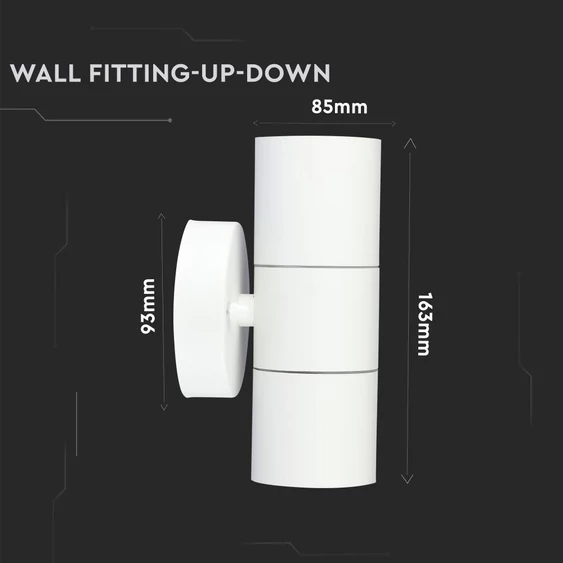 GU10 Wall Fitting Stainless Steel Body Matt White IP44 2Way