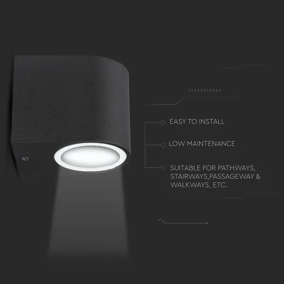 Wall Sleek Wall Fitting Aluminium Round Black 1Way IP44