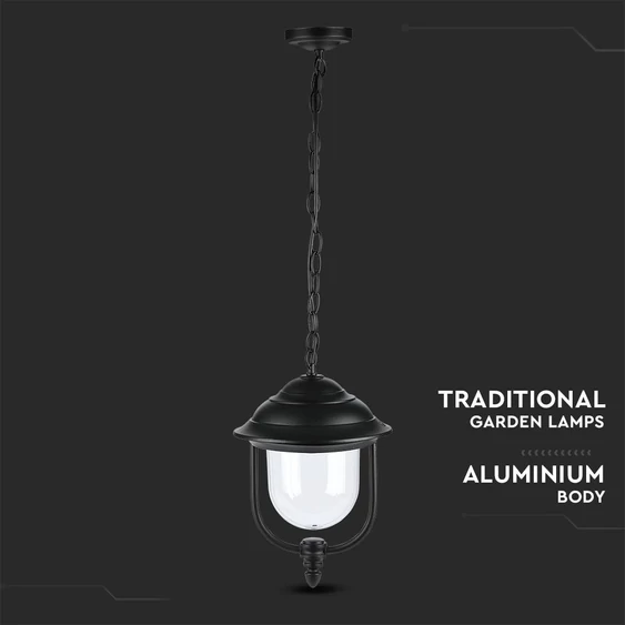 Garden Lamp With Clear PC Cover Black