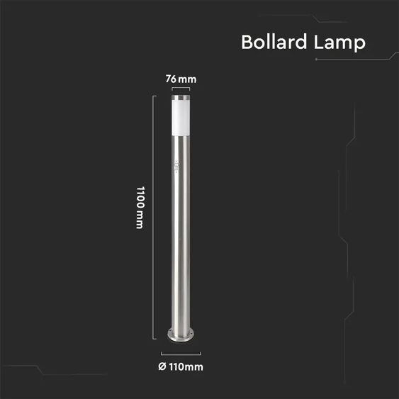 E27 Bollard Lamp 110CM With PIR Sensor Stainless Steel Satin Nickel IP44