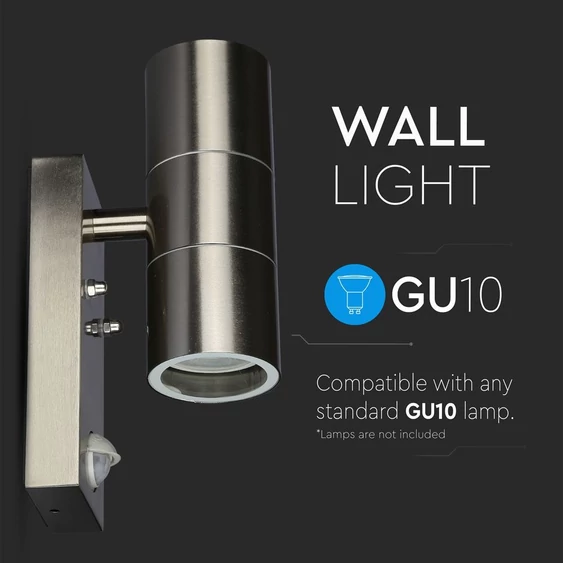 Wall Fitting GU10 With Sensor Steel Body 1 Way IP44