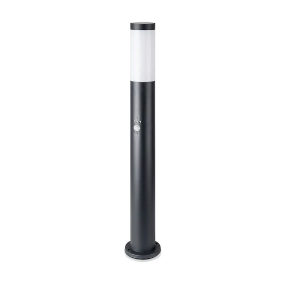 E27 Bollard Lamp 80CM With PIR Sensor Stainless Steel Body Black IP44