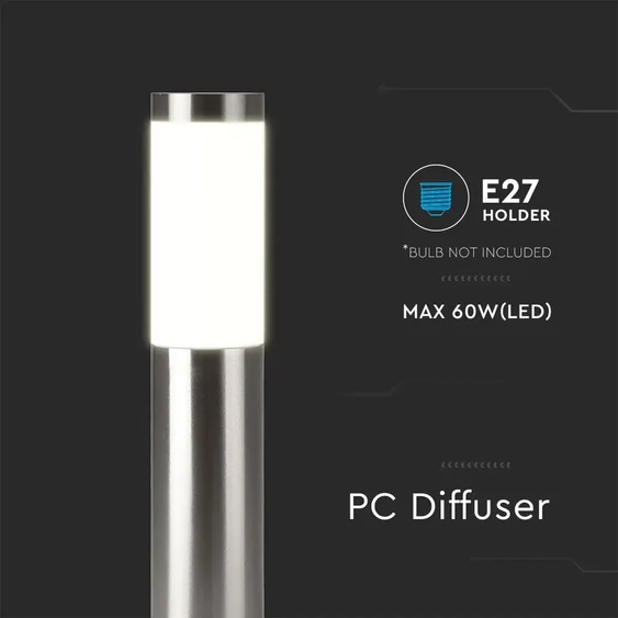 E27 Bollard Lamp 110CM With Stainless Steel Satin Nickel IP44