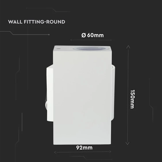 Wall Sleek Wall Fitting  Square White Body  2Way IP44