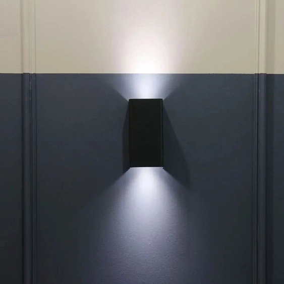 Wall Sleek Wall Fitting Aluminium Square Black 2Way IP44