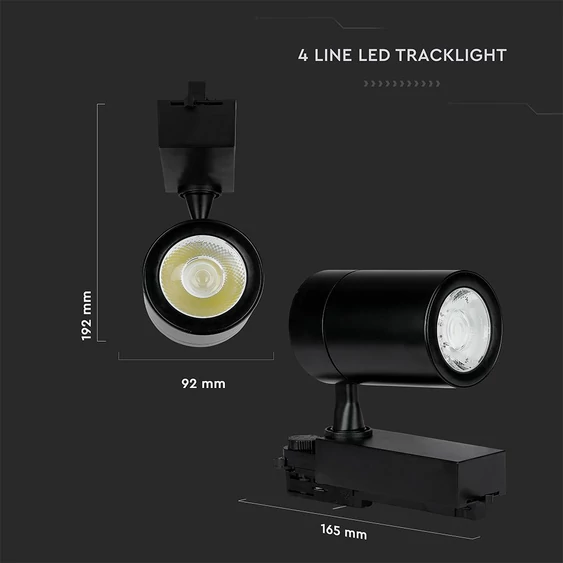V-TAC LED 10°-os sínes spotlámpa, mozgatható fejjel, 35W természetes fehér - SKU 211286