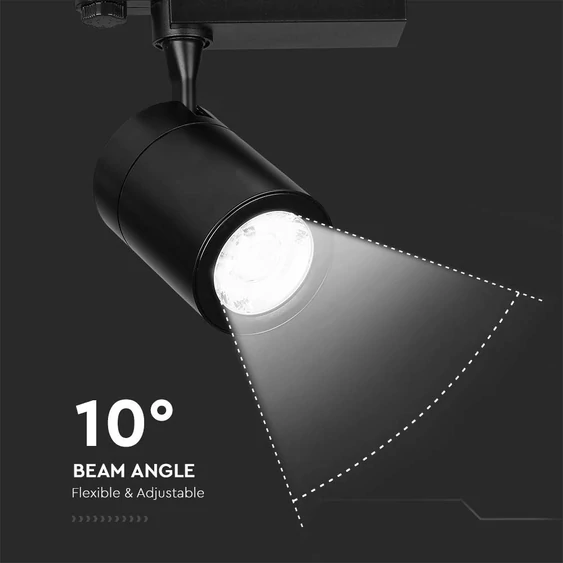 V-TAC LED 10°-os sínes spotlámpa, mozgatható fejjel, 35W meleg fehér - SKU 211285
