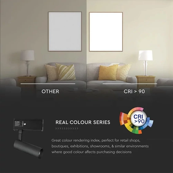 V-TAC LED állítható spotlámpa mágneses sínhez 15W CRI>90 UGR<19 természetes fehér - SKU 7967