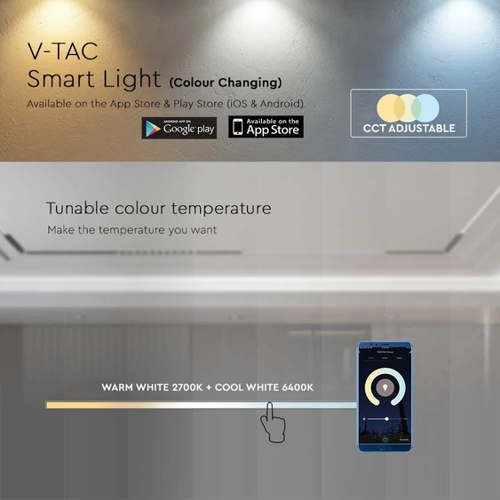 V-TAC LED dönthető spotlámpa 48V mágneses Smart sínhez 18W, állítható színhőmérséklettel - SKU 6887