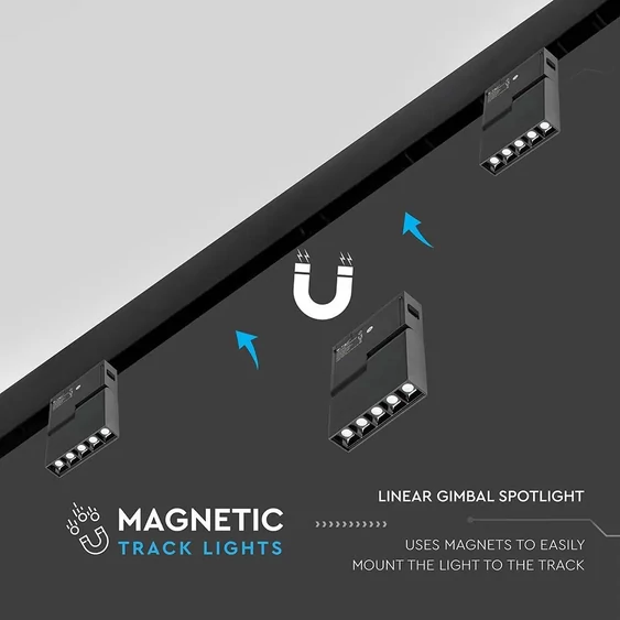 V-TAC LED dönthető spotlámpa mágneses sínhez 10W CRI>90 UGR<19 természetes fehér - SKU 7963