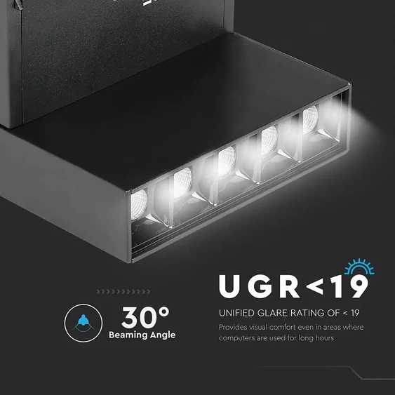 V-TAC LED dönthető spotlámpa mágneses sínhez 10W CRI>90 UGR<19 természetes fehér - SKU 7963