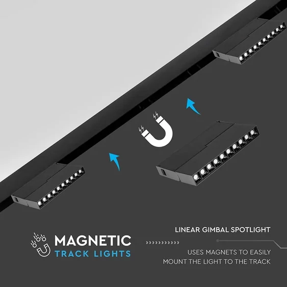 V-TAC LED dönthető spotlámpa mágneses sínhez 20W CRI>90 UGR<19 meleg fehér - SKU 7964