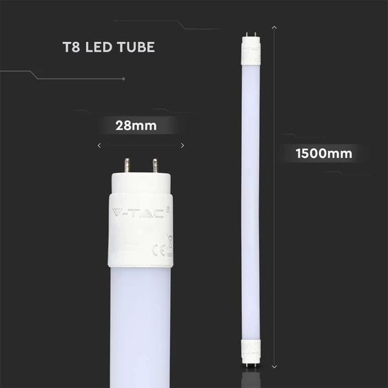 V-TAC LED fénycső 150cm T8 20W hideg fehér, 105 Lm/W - SKU 216310