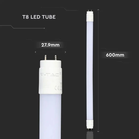 V-TAC LED fénycső 60cm T8 10W természetes fehér - SKU 6393