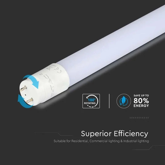 V-TAC PRO LED fénycső Samsung SMD-vel, 60cm T8 7.5W meleg fehér, 110 Lm/W - SKU 21798