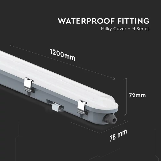 V-TAC LED lámpa 120cm 36W IP65, szenzorral, hideg fehér 120 Lm/W (M-széria) - SKU 24016