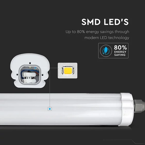 V-TAC LED lámpa 120cm 36W IP65 természetes fehér - SKU 6285