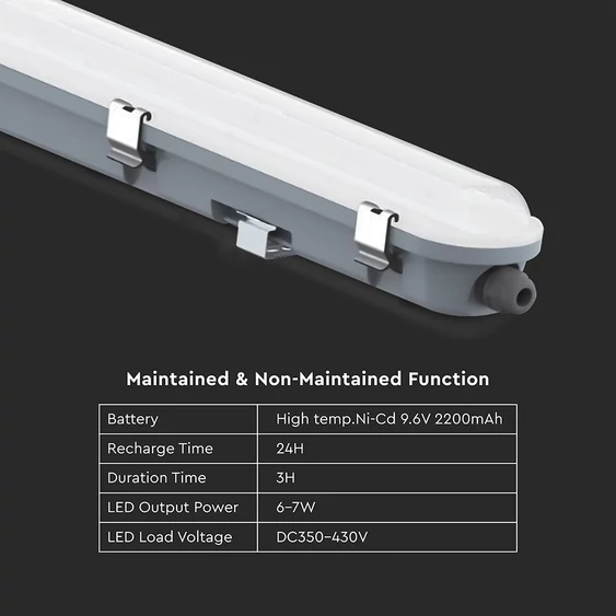 V-TAC LED lámpa 120cm 36W IP65, vészakkuval, hideg fehér, 120 Lm/W (M-széria) - SKU 24012