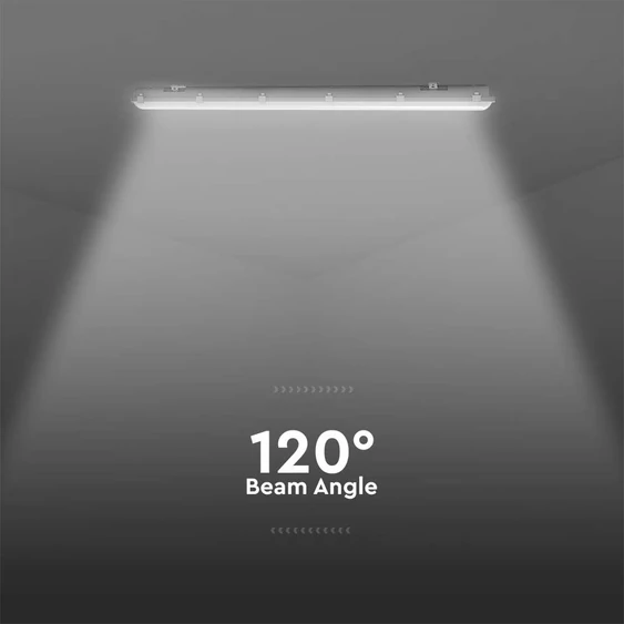 LED Waterproof Fitting M-SERIES 1500mm 48W 6400K Emergency Kit PC/PC SS Clip 120LM/W
