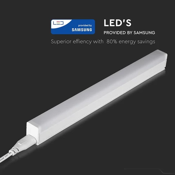 V-TAC LED lámpa 32cm T5 4W beépített kapcsolóval meleg fehér - SKU 689