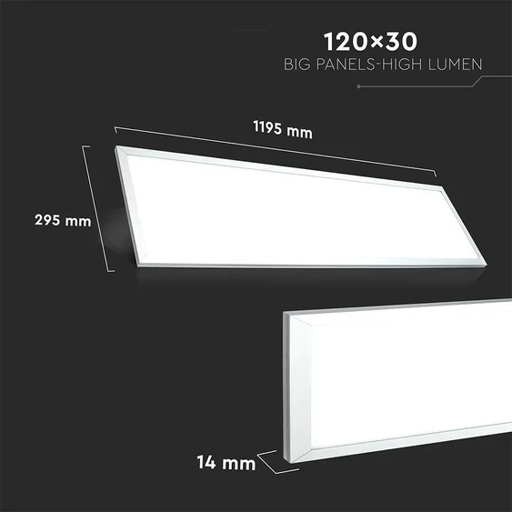 V-TAC LED panel hideg fehér 29W 120 x 30cm, 137 Lm/W - SKU 216258