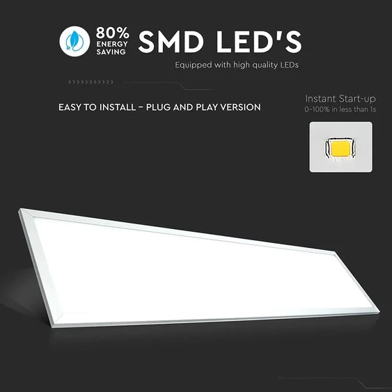 V-TAC LED panel hideg fehér 29W 120 x 30cm, 137 Lm/W - SKU 216258