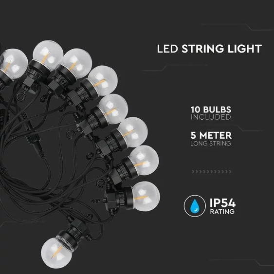 V-TAC LED party fényfüzér 5m 10db fényforrással - SKU 2728