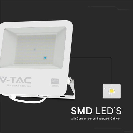 V-TAC LED reflektor 100W, hideg fehér, fehér házzal - SKU 23443