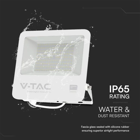 V-TAC LED reflektor 100W, hideg fehér, fehér házzal - SKU 23443