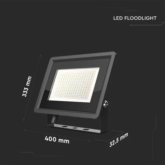V-TAC F-széria LED reflektor 200W hideg fehér, fekete házzal - SKU 6734