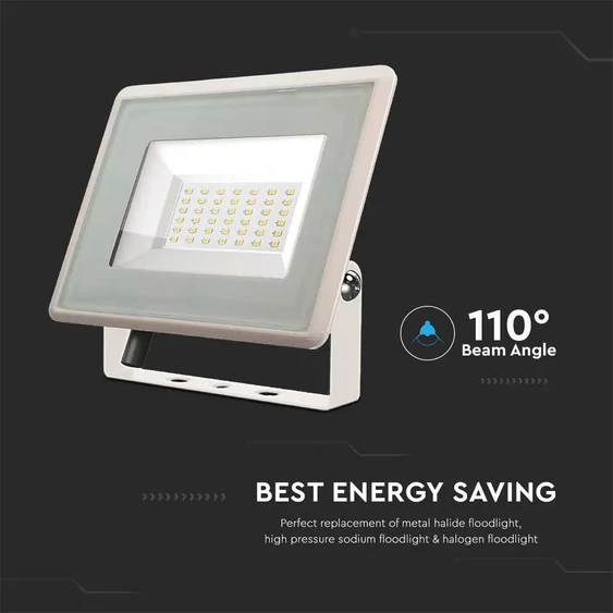V-TAC F-széria LED reflektor 30W hideg fehér, fehér házzal - SKU 6748
