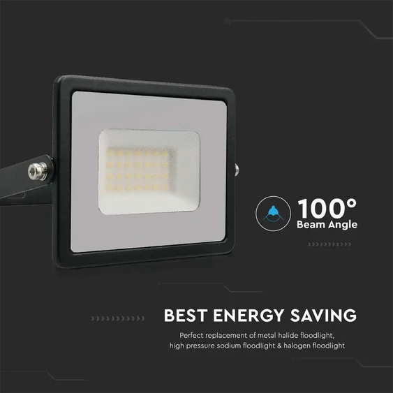 30W LED Floodlight SMD E-Series G2 Black Body 6500K