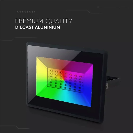 V-TAC LED reflektor 30W RGB, színváltós fényvető távirányítóval - SKU 5995